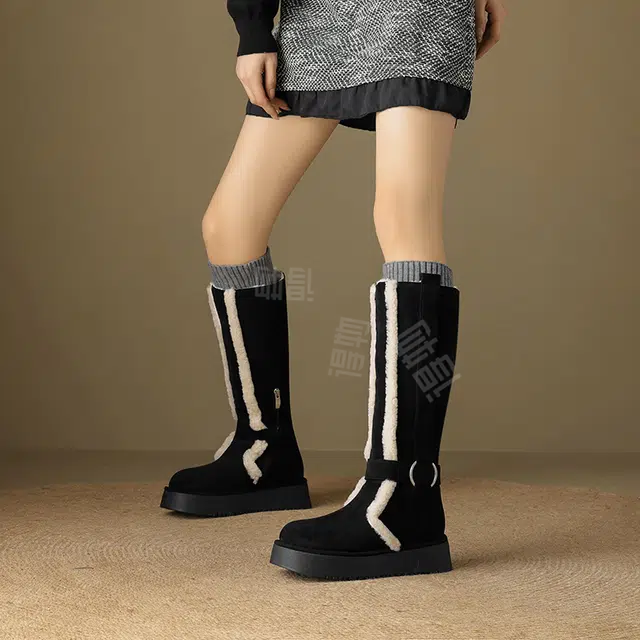 绒面 保暖耐磨增高 英伦风柔软舒适可折叠两穿 高筒 雪地靴 女款