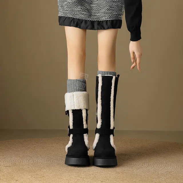 绒面 保暖耐磨增高 英伦风柔软舒适可折叠两穿 高筒 雪地靴 女款