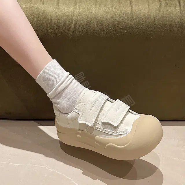 超纤皮 丑萌大头厚底魔术贴百搭软底 防滑耐磨轻便 低帮 生活休闲鞋 女款