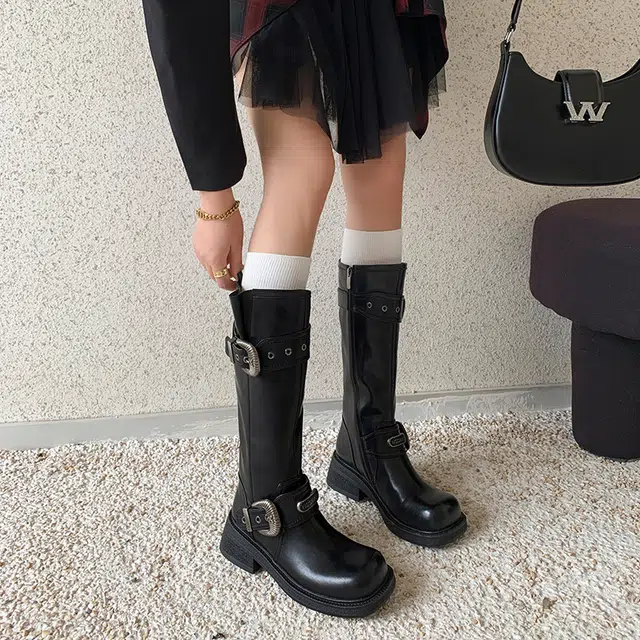 牛皮革 复古简约擦色西部风美爆 高筒靴 女款