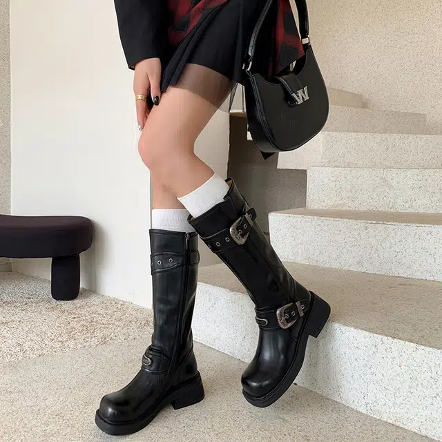 牛皮革 复古简约擦色西部风美爆 高筒靴 女款