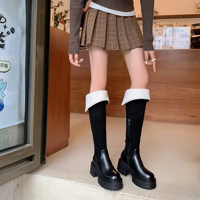 牛皮革 日常时尚休闲百搭 高筒靴 女款