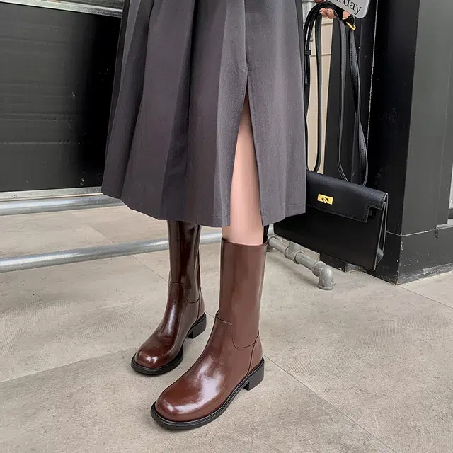 牛皮 复古百搭西部牛仔风骑士 短靴 女款