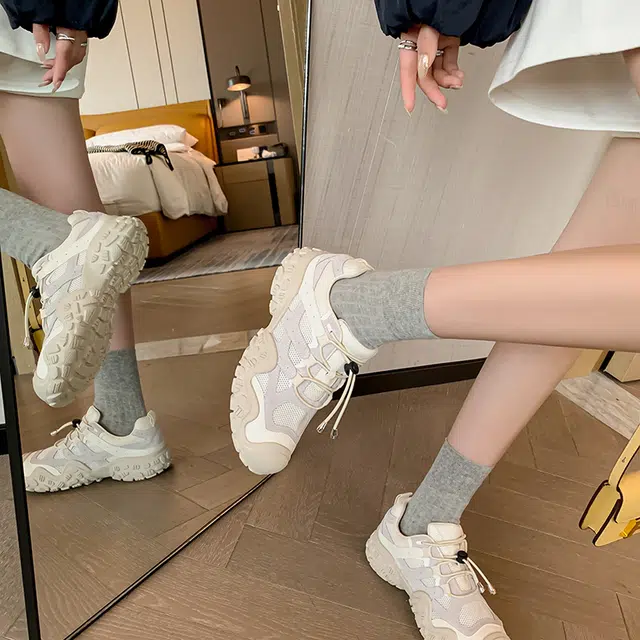 生活休闲甜美时尚透气松糕底百搭少女鞋 低帮 老爹鞋 女款