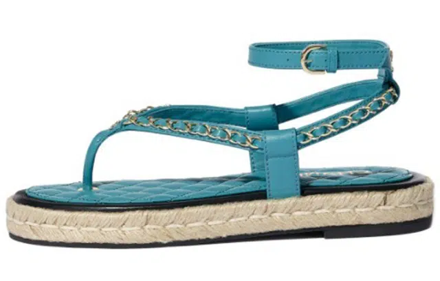 CHANEL Lambskin Sandals Turkish Blue
