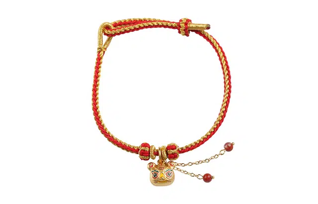 本命年红绳虎头铃铛编织手链灯笼结老虎礼物属虎女饰红手绳