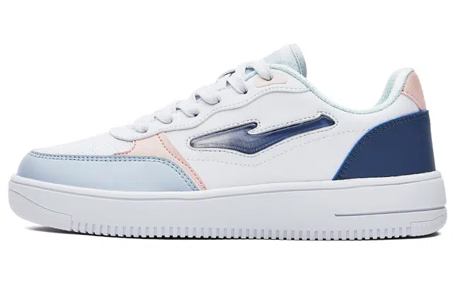 鸿星尔克 蔷薇 防滑耐磨 低帮 板鞋 女款 白蓝