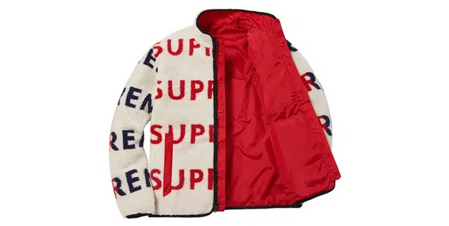 Supreme FW18 Reversible Logo Fleece Jacket Natural