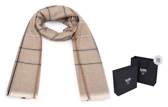 【赠礼盒包装】肯默 格子围巾仿羊绒材质围脖披肩 男女通用 多色可选