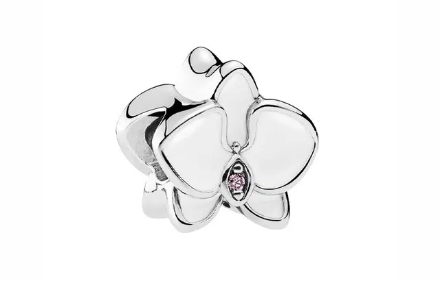 Pandora White Magnolia Enamel Bracelet Charm