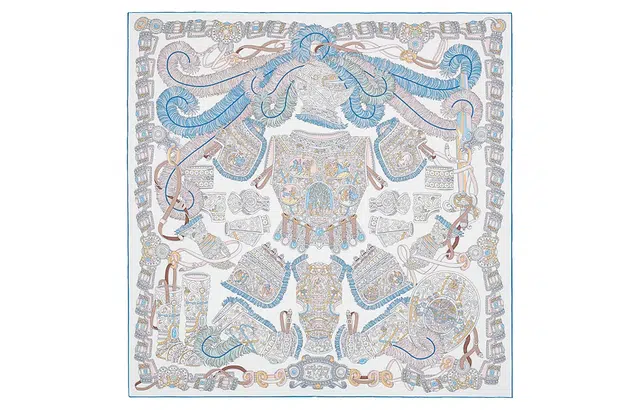 Hermes 90cm Washed Scarf Blue
