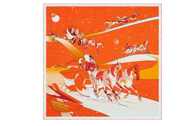 Hermes Space Derby 90cm Scarf Orange