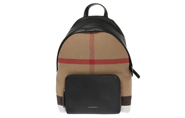 Burberry Metal Letter Logo Classic Check Backpack Black Brown