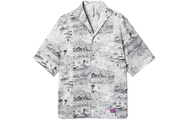 速写 满印嘻哈休闲宽松短袖衬衫 情侣款