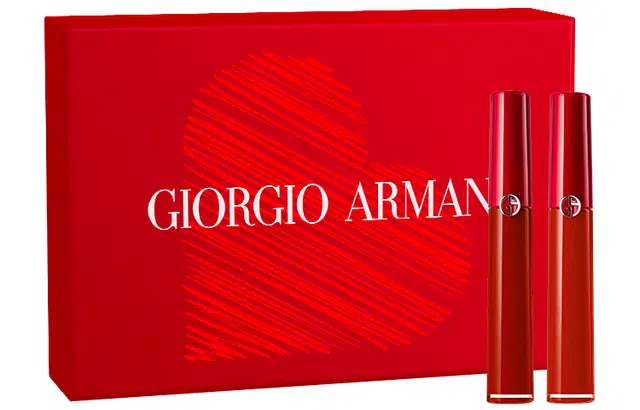 阿玛尼 唇情恋色哑光唇釉礼盒 红管唇釉双支装+高定卡包+新款礼盒 滋润