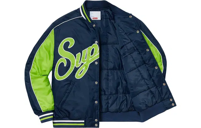 Supreme FW20 Week 1 Contrast Script Varsity Jacket