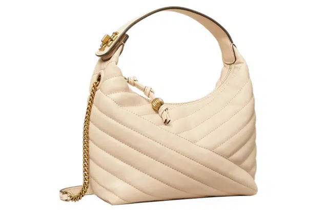 Tory Burch Kira Quilted Crescent Bag White
