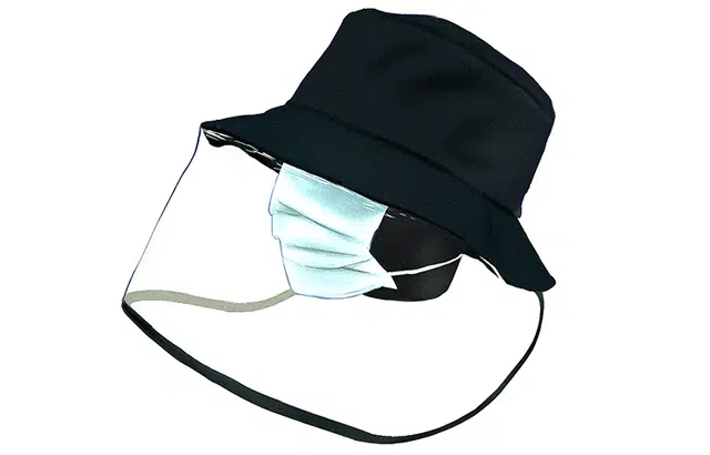 肯默防飞沫渔夫帽 遮阳防晒帽 防护唾沫带面罩遮脸帽子 男女通用  黑色