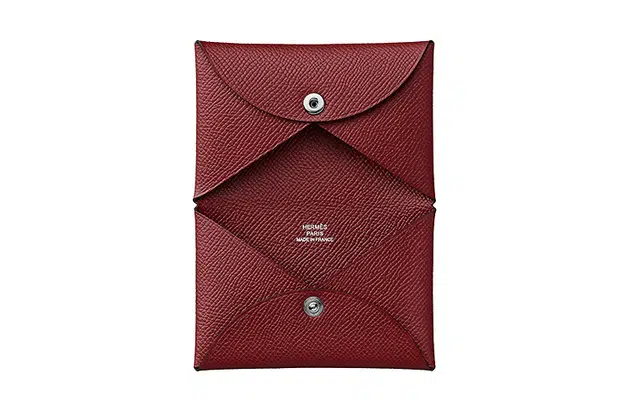 HERMES Calvi Logo Epsom 55 RougeH