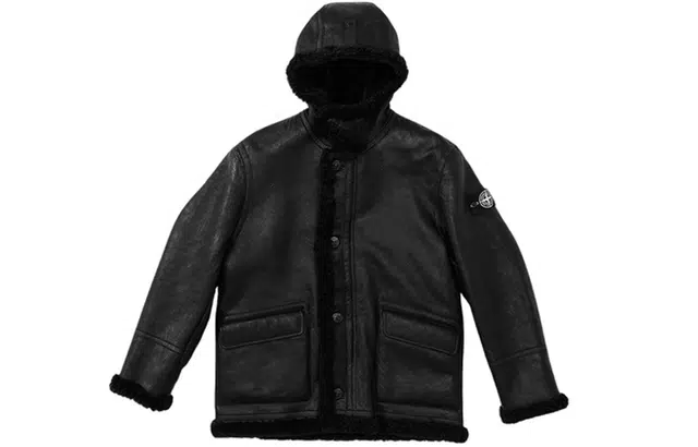 Supreme Week 13 x STONE ISLAND FW20 Hand-Painted Hooded Shearling Jacket