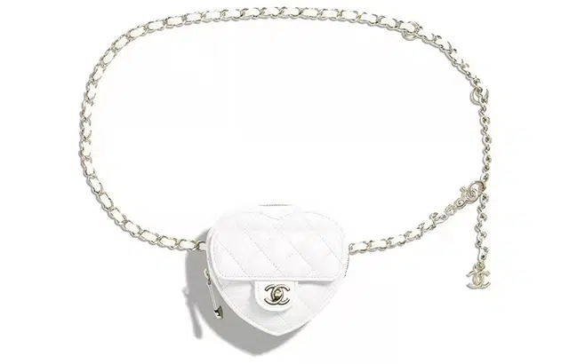CHANEL Heart Mini Belt Bag White