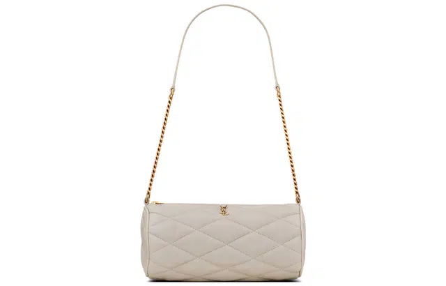 Saint Laurent Logo Chain Mini Cylinder Bag White