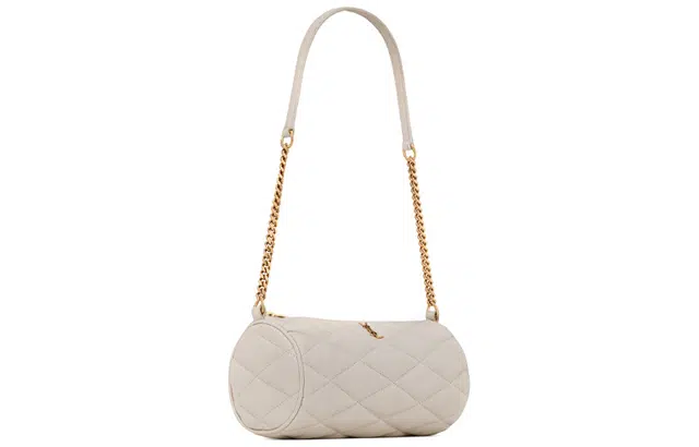 Saint Laurent Logo Chain Mini Cylinder Bag White