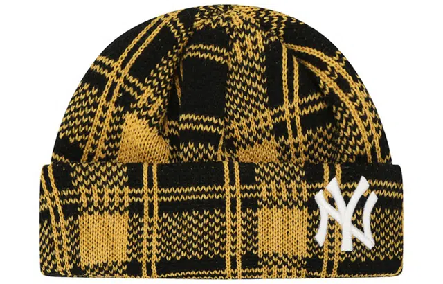MLB New York Yankees Plaid Embroidered Cap Yellow