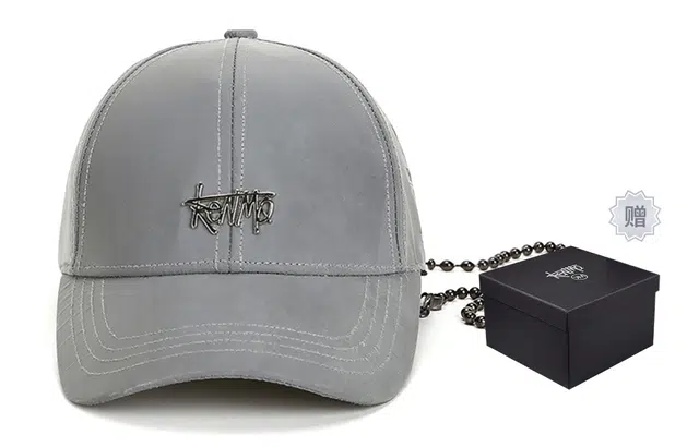 肯默 反光棒球帽 链条鸭舌帽 夜光帽子 男女通用 幻彩 灰色#赠礼盒包装#
