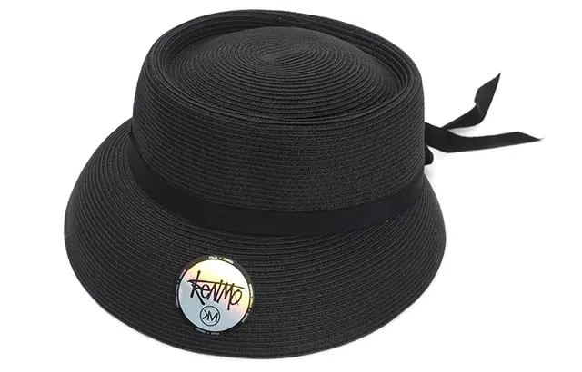 肯默复古纯色草编帽  甜美丝带蝴蝶结渔夫帽   加大帽檐遮阳帽子 女款 多色可选