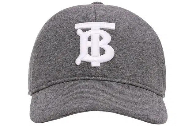 Burberry Logo Embroidered Cotton Baseball Cap Grey