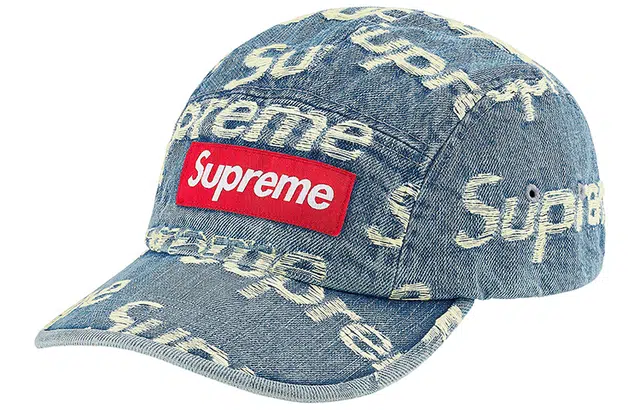 Supreme Frayed Logos Denim Camp Cap