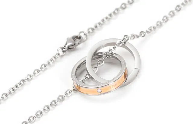 肯默莫比乌斯环项链 镶嵌锆石戒指吊坠   情侣款锁骨链男女一对 礼盒包装