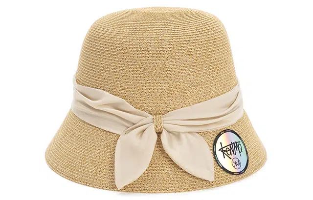 肯默复古渔夫帽  丝缎蝴蝶结水桶帽   防晒遮阳帽子   舒适透气草帽  女款 多色可选