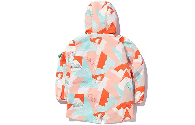 李宁儿童 非鞋 满印拼色三合一连帽冲锋衣 儿童款 粉色