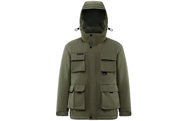 波司登 军事风工装多口袋夹克纯色可脱卸帽短款羽绒服 男款