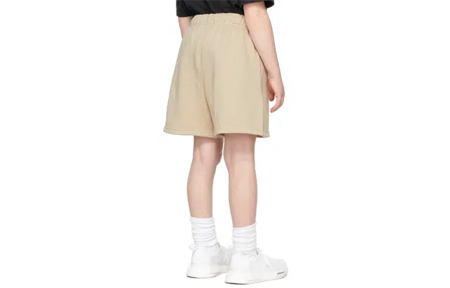 Fear of God Essentials FW21 Kids BeigeLinen Sweat Shorts Logo