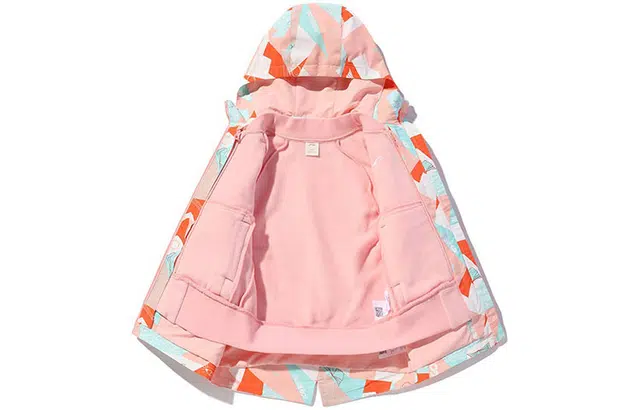 李宁儿童 非鞋 满印拼色三合一连帽冲锋衣 儿童款 粉色