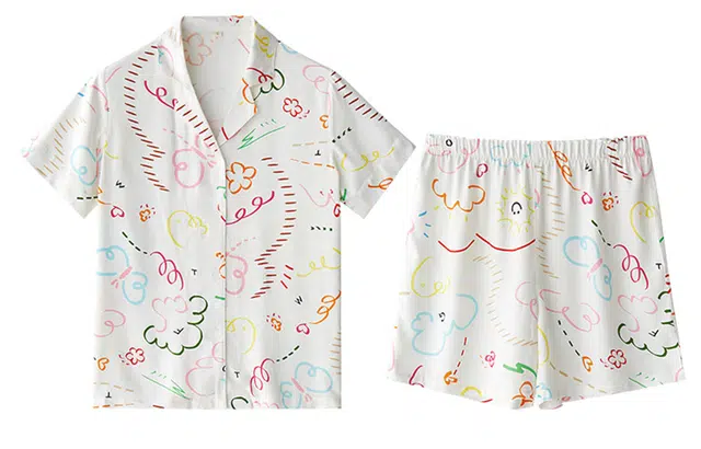 怡吾色 色彩系列 清新印花短袖长袖家居服套装 四季款休闲可外穿 睡衣女