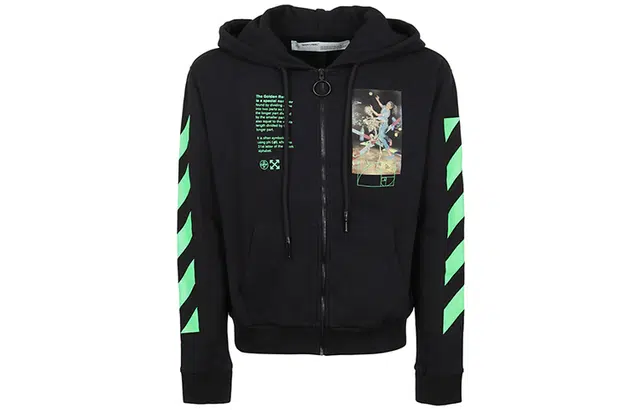 OFF-WHITE SS20 Graphic Print Cotton Zipped Hoodie