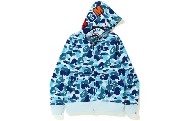 A BATHING APE BAPE Abc Camo Shark Hoodie Blue