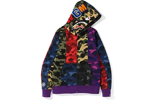 A BATHING APE BAPE MIX CAMO CRAZY SHARK FULL ZIP HOODIE