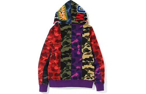 A BATHING APE BAPE MIX CAMO CRAZY SHARK FULL ZIP HOODIE