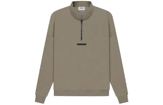 Fear of God Essentials SS21 Mockneck Half Zip Taupe Logo