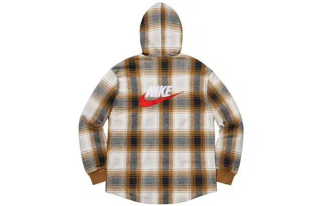 Supreme FW18 x Nike Plaid Hooded Sweatshirt Mustard