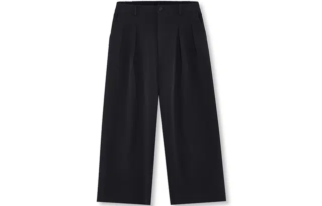 华人青年 阔腿宽松垂感九分裤直筒裤休闲裤 男女同款 黑色