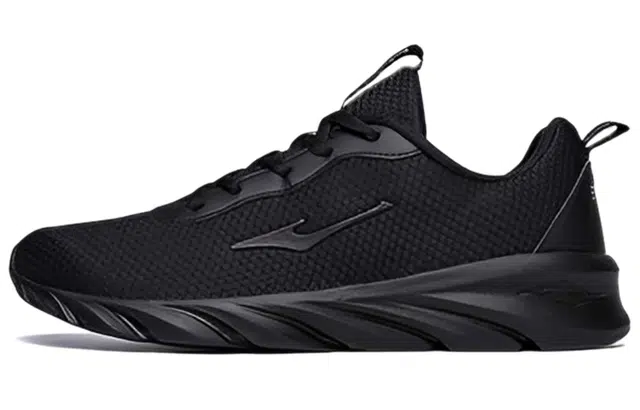 鸿星尔克 网面 运动 复古 透气 低帮 跑步鞋 男款 黑色