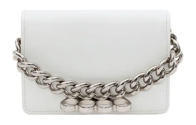 Alexander McQueen Mini Four-Ring Chain Bag White