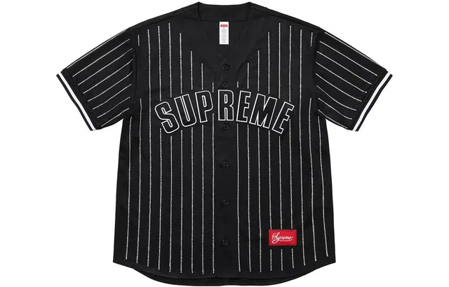 Supreme SS22 Week 16 Rhinestone Stripe Baseball Jersey T
