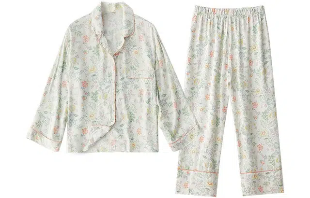 怡吾色 印花系列 夏季清新自然花卉满印时尚家居服套装 长袖长裤 睡衣女款